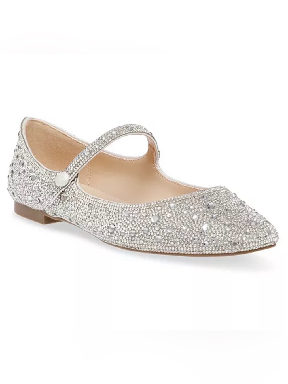 Betsey Johnson Tess Silver Rhinestone Mary Jane Flats Size 11 NEW